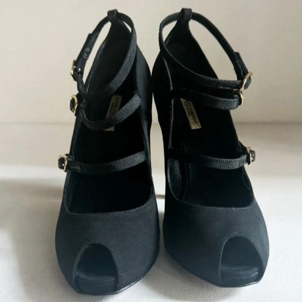 Dolce and Gabbana Black Sexy Peep Toe Maru Jane Heels 38